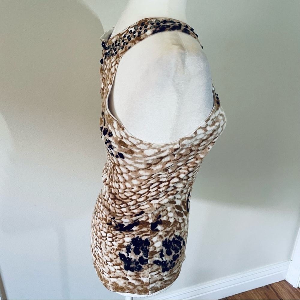 Cache Women's Sleeveless Snakeskin Print Beaded Tank - Size XS - Picture 6 of 12